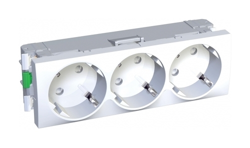 Розетка трехместная Schneider Electric ALTIRA, скрытый монтаж, с заземлением, со шторками, белый