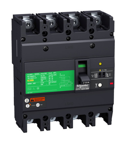 Силовой автомат Schneider Electric Easypact EZC 250, TM-D c диф защитой, 36кА, 3P, 63А