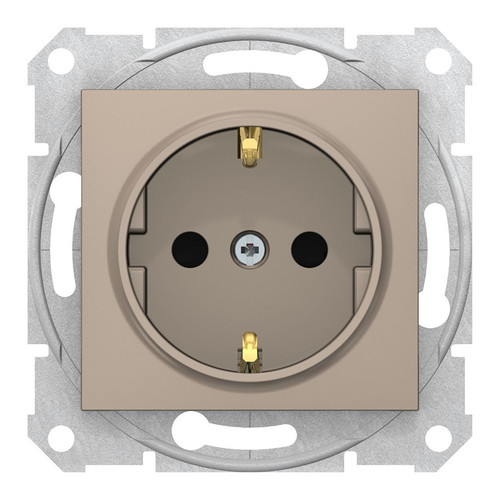 Розетка Schneider Electric SEDNA, скрытый монтаж, с заземлением, со шторками, титан