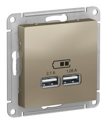 Розетка 2xUSB ATLASDESIGN, шампань